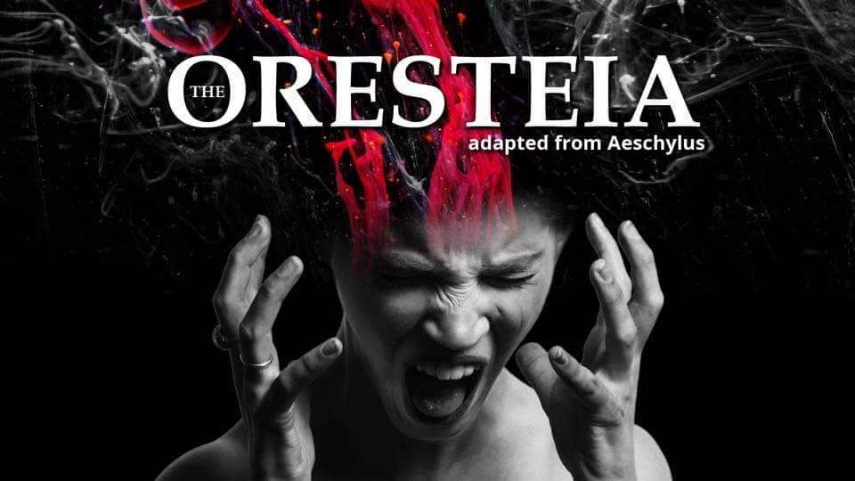 The Oresteia banner - screaming woman